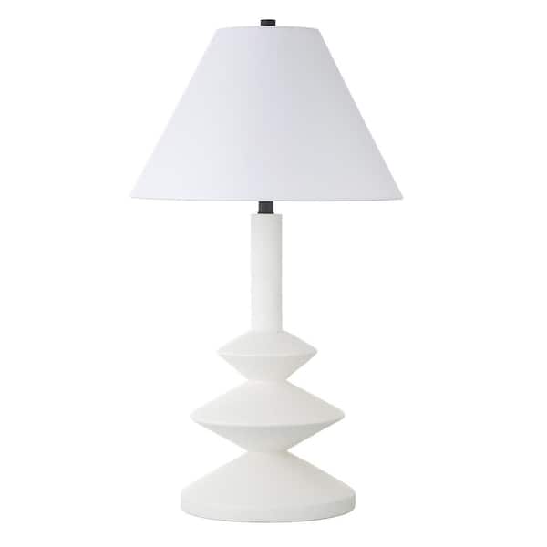 Meyer&Cross Abilene 28.13 in. Matte White Triple Gourd Table Lamp with Fabric Shade