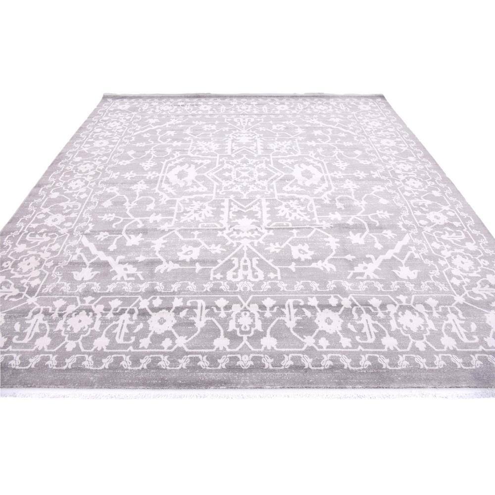 Elegance Unveiled Gray Square Synthetic Abstract Rug
