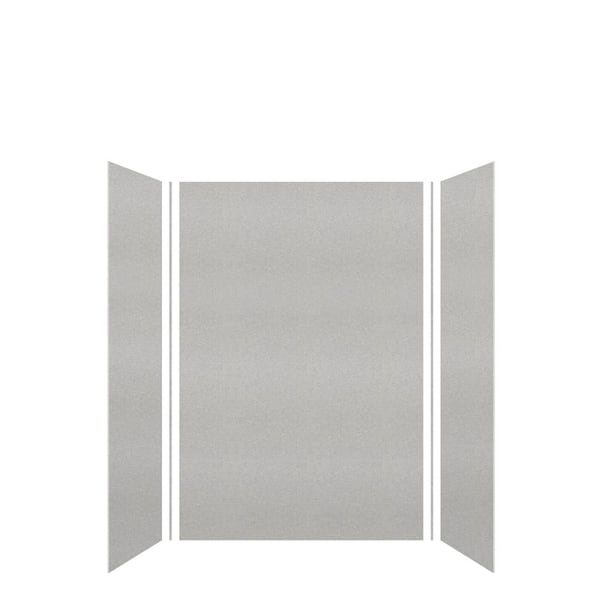 Transolid Saramar 48 in. W x 72 in. H x 36 in. D 3-Piece Glue to Wall Alcove Shower Wall Kit in Grey Beach Velvet