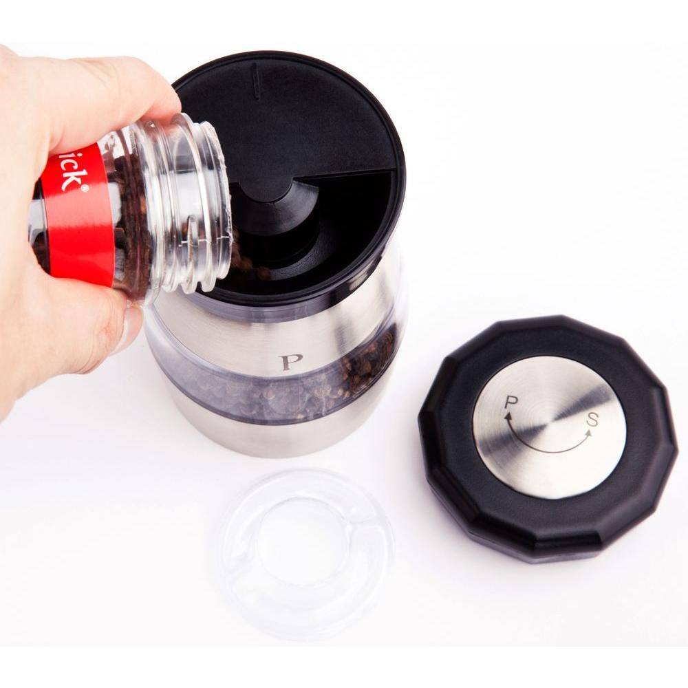 Stainless Steel Dual Chamber Salt and Pepper Grinder