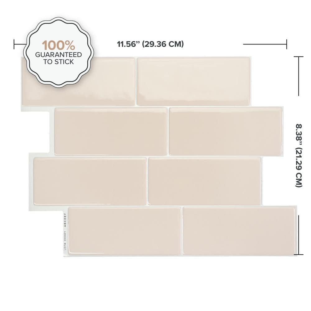 Metro Tripoli Beige Glossy Peel and Stick Wall Tile