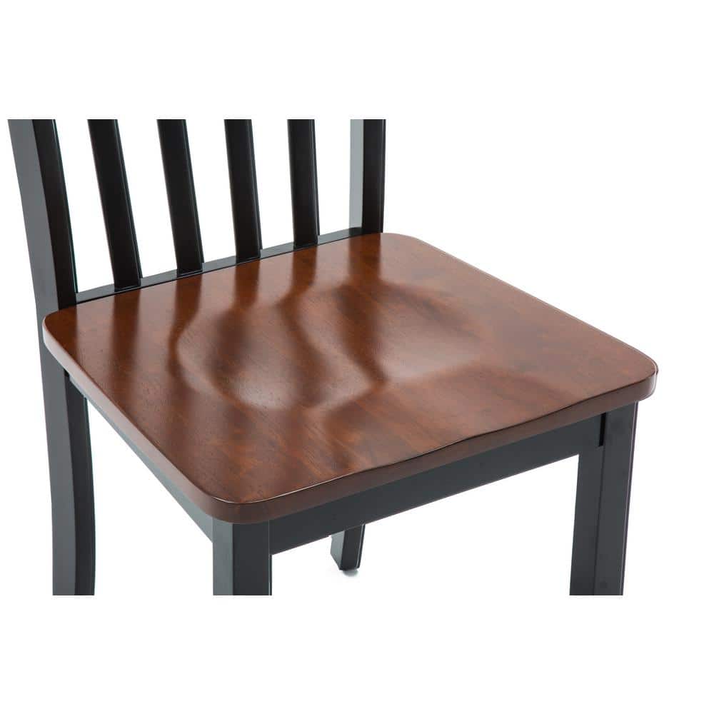 Black and Cherry Wood Transitional Side Chair Set