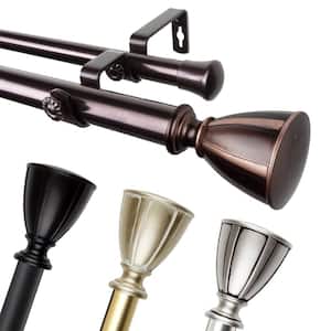 1" Dia Adjustable 48-84" Double Curtain Rod in Black with Kailani Finials