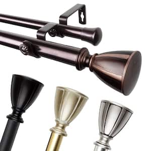 1'' Dia Adjustable 66-120'' Double Curtain Rod in Bronze with Kailani Finials