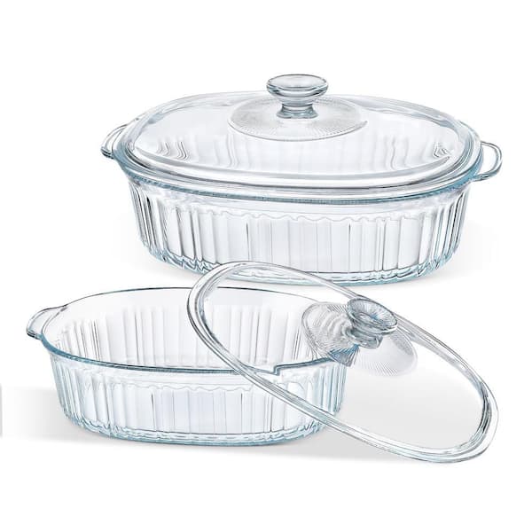 1.9 qt. plus 3 qt. 4-Piece Glass Casserole Baking Dish, Casseroles with Glass Lids, Oven Safe, Set of 2