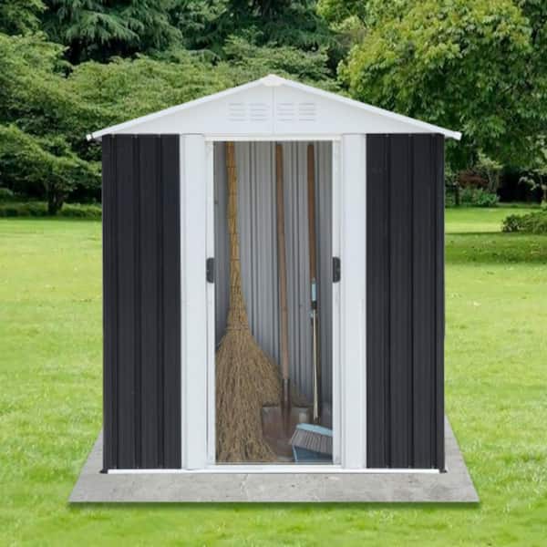 5 ft. D x 3 ft. W Dark Grey Outdoor Metal Storage Shed with Aluminum Alloy Frame with base (15 sq. ft.)