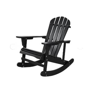 Black Adirondack Rocking Chair Solid Wood Chairs Finish Outdoor Furniture for Patio