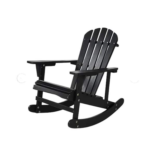 Sudzendf Black Adirondack Rocking Chair Solid Wood Chairs Finish Outdoor Furniture for Patio