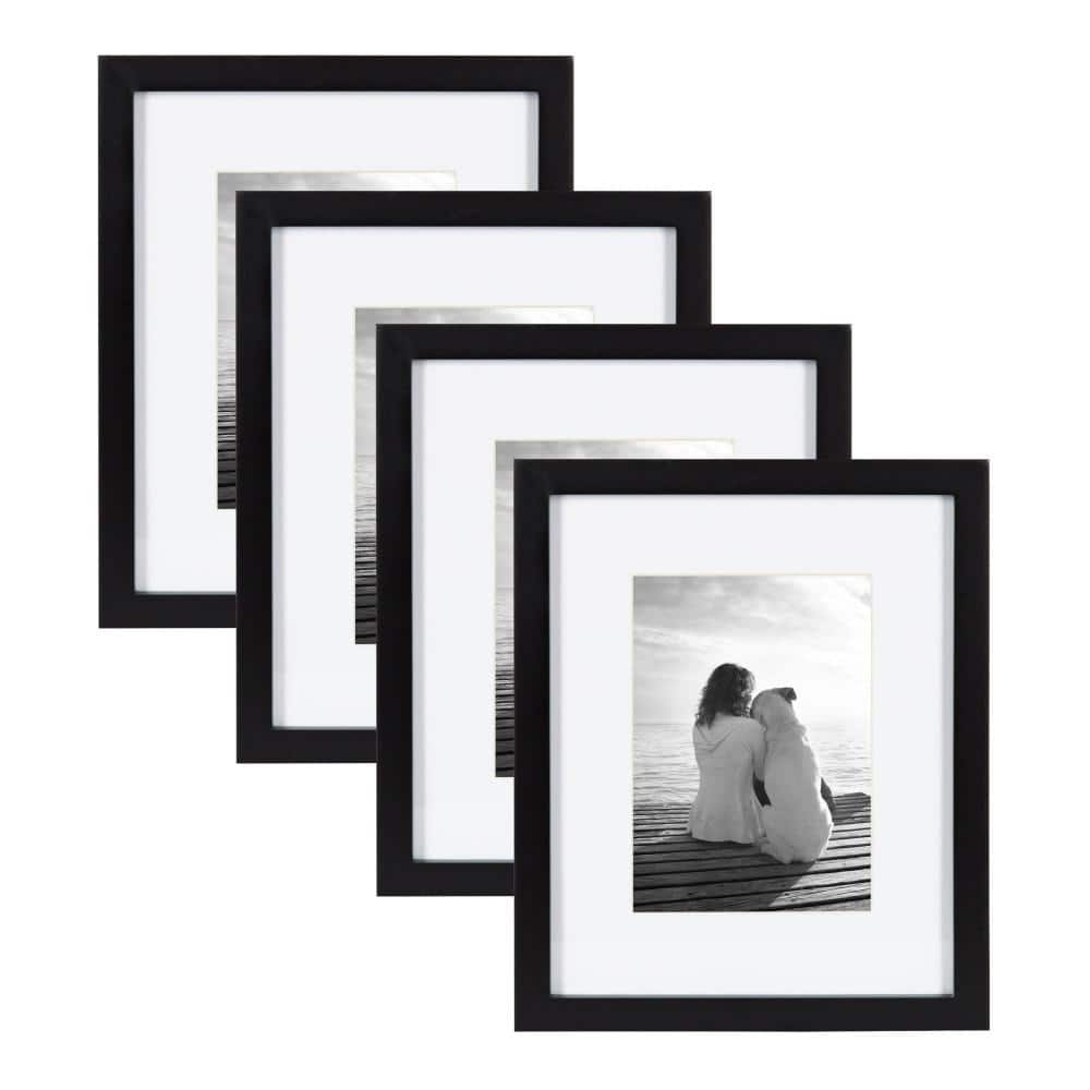 Yaetm 8x10 Picture Frame Matted to 5x7 Set of 4, 1.4” Wide Molding & Grey  Photo Frames with HD Tempered Glass, Display on Table Top & Wall Mounting  (4