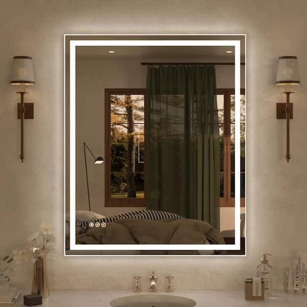 Hermitage Bath 30 in. W x 36 in. H Rectangular Frameless LED Wall Bathroom Vanity Mirror
