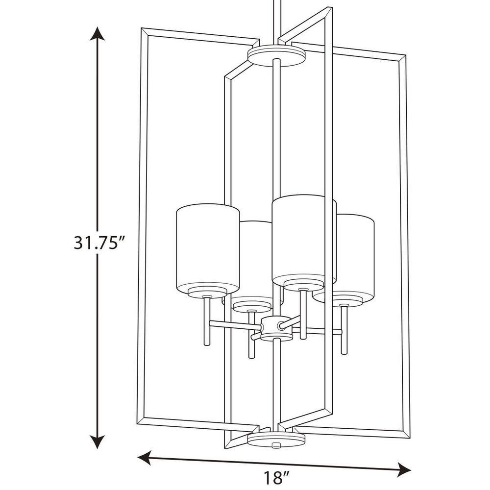 Elegant Replay 4-Light Foyer Pendant in Polished Nickel with Etched Glass