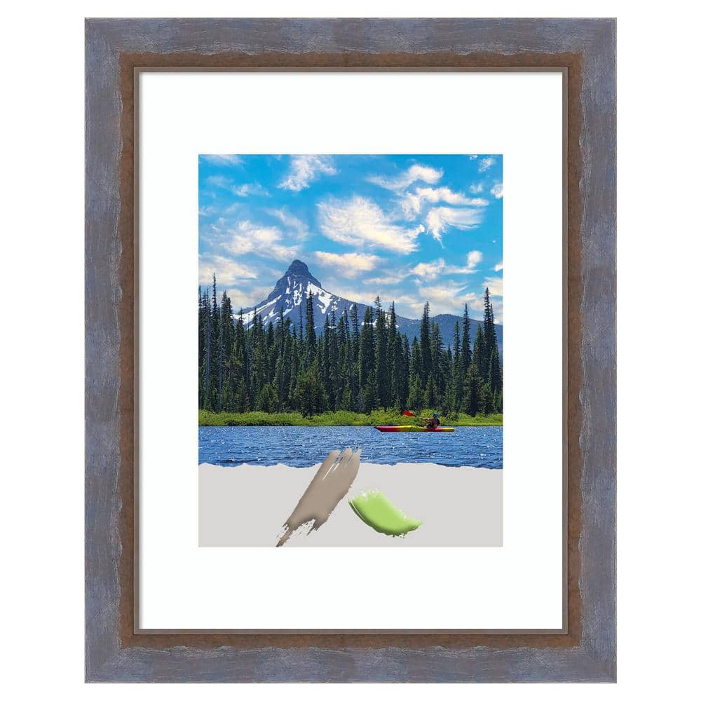 Two Tone Blue Copper Pine Wood Wall Picture Frame