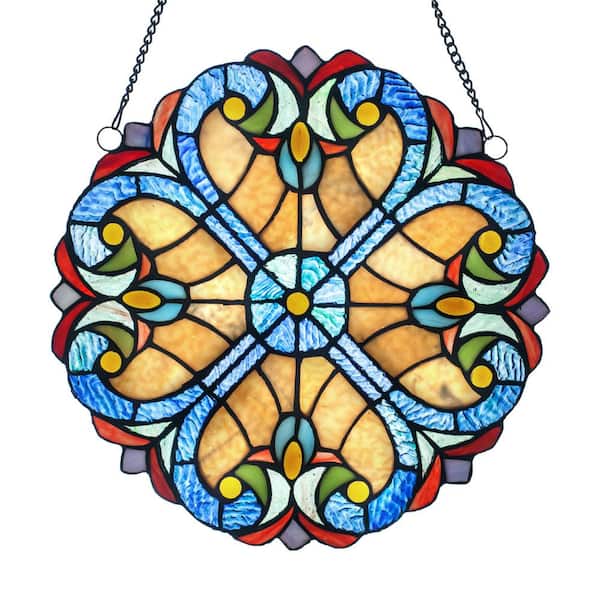 River of Goods Multi-Colored Stained Glass Halston Window Panel