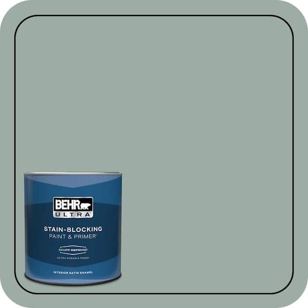 BEHR ULTRA 1 qt. #N420-3 Misty Moss Extra Durable Satin Enamel Interior Paint & Primer