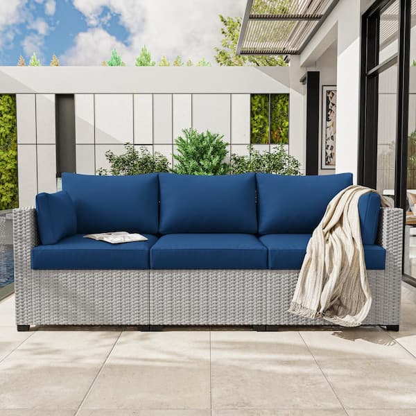 8-Piece 25.6 in. Outdoor Replacement Lounge Cushion Covers Blue