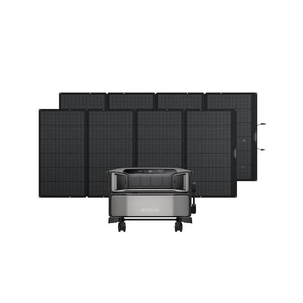 Battery Generator Delta Pro Ultra 6144Wh LFP Power Station with 2 pcs 400W Solar Panel, 7200W Output, Push-Button