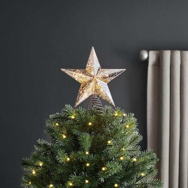 White Star Christmas Tree Topper Decoration White Metal Star 12