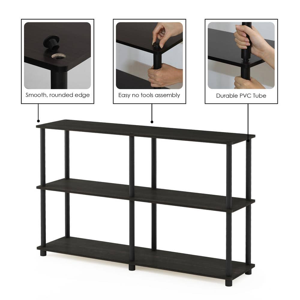 Espresso Black Engineered Wood 3-Tier Display Rack
