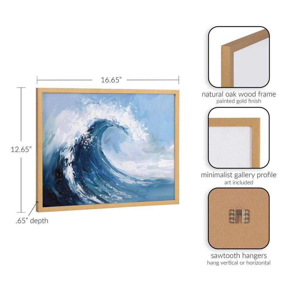 Gold Framed Abstract Coastal Ocean Wave Print, 16 x 12