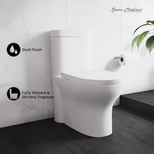 Monaco 1-Piece 0.8/1.28 GPF Dual Flush Elongated Toilet in White