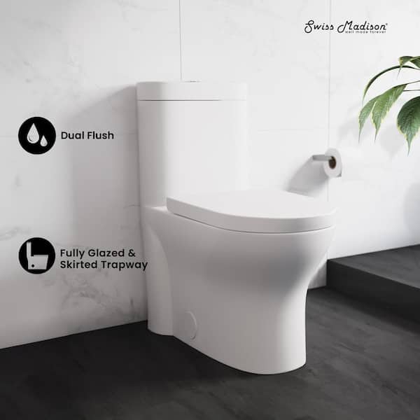 Monaco 1-Piece 0.8/1.28 GPF Dual Flush Elongated Toilet in White