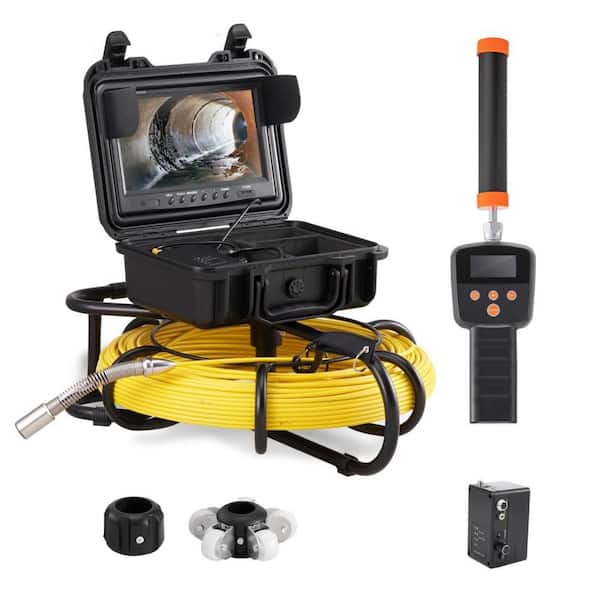 Sewer Camera with 512Hz Locator 300 ft. Cable 9 in. 720P Screen DVR IP68 12 LED Lights 16GB SD Card