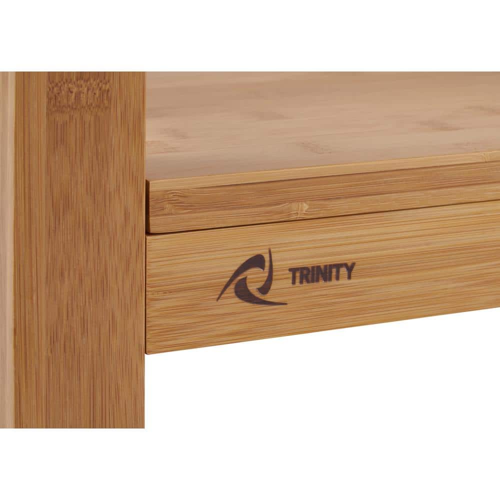 Sleek 48" Bamboo and Stainless Steel Kitchen Island with Casters