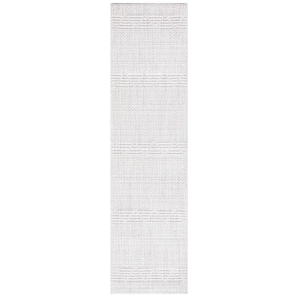 SAFAVIEH Martha Stewart Ivory 2 ft. x 8 ft. Muted Striped Trellis Runner Rug