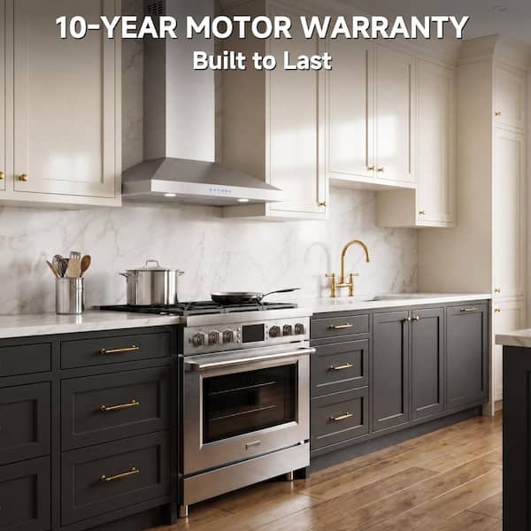 36 in. 900 CFM Convertible Wall Mount Downdraft System in Stainless Steel w/ 4-Speed, Push Control and 10 Year Warranty