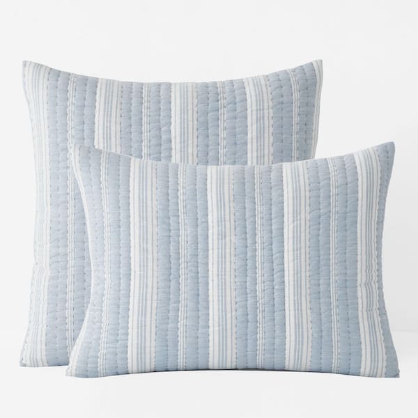 Company Cotton Stripe Blue Quilt Cotton Euro Sham