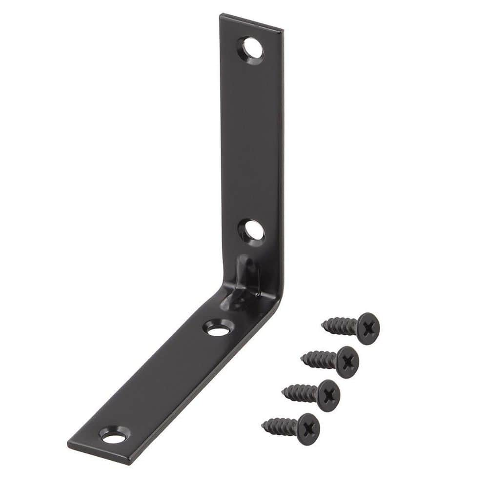 Everbilt 4 In Black Corner Brace 4 Pack 21130 The Home Depot   Everbilt Corner Braces 21130 64 1000 