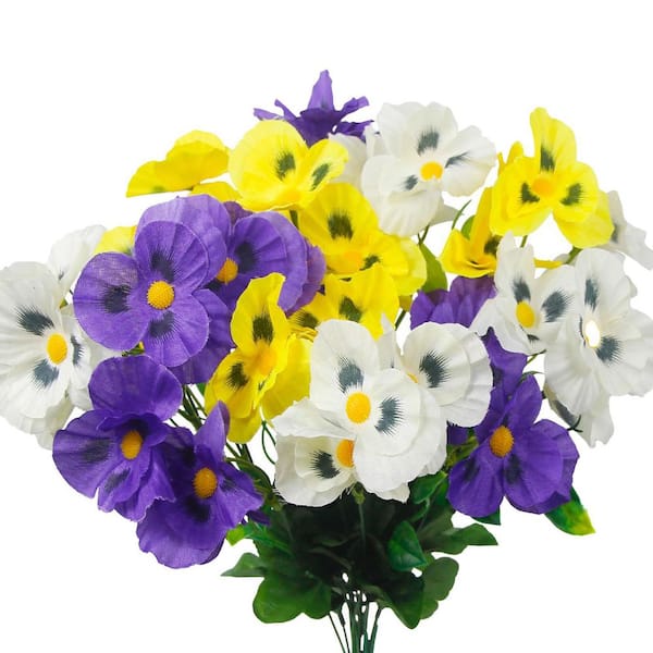 14.96 in. Mix Color Outdoor Artificial Pansies Flowers