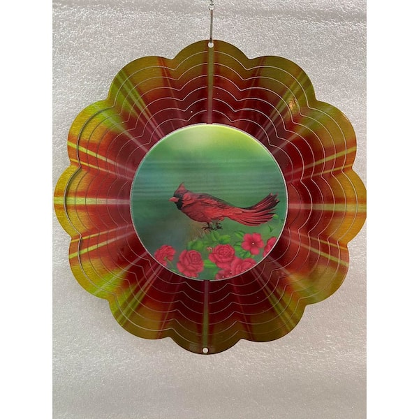 10 in. Hologram Spectrum Wind Spinner Cardinal, Pack of 2