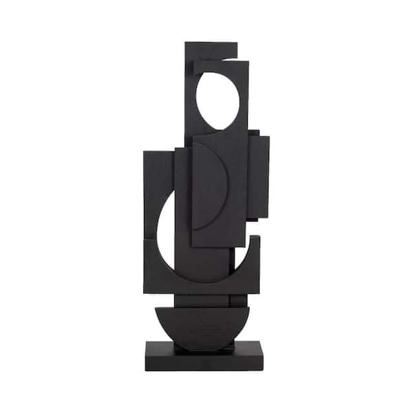 Black 9 in. x 24 in. Wood Novelty Modern Stacked Decorative Sculpture
