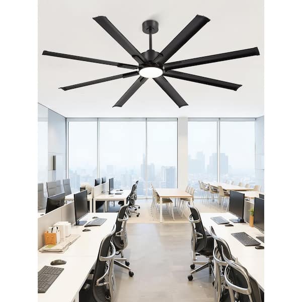 72 in. Black Large Standard Downrod Indoor/Outdoor Ceiling Fan with Light and Remote DC Motor for Living Room