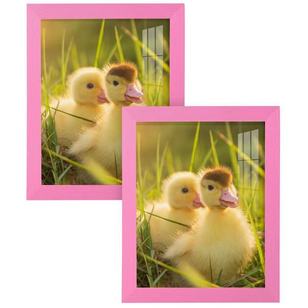 Wexford Home Grooved 8 in. x 10 in. Pink Picture Frame (Set of 2)