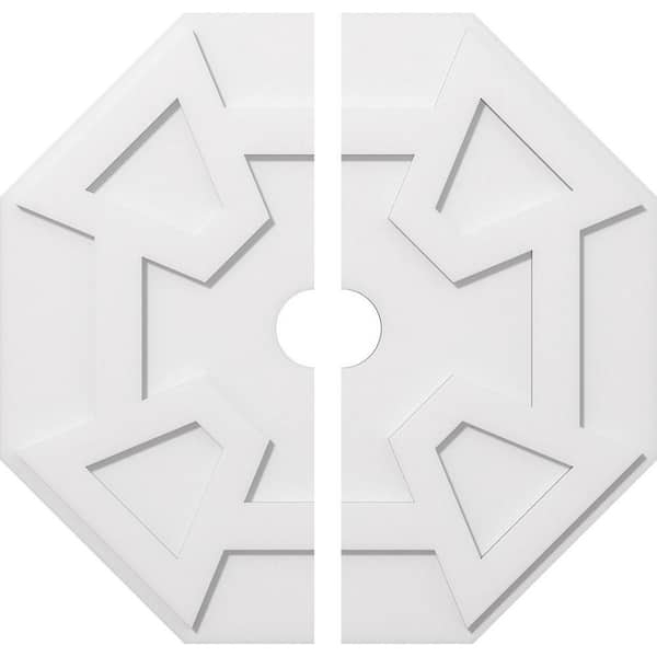 Ekena Millwork 1 in. P X 11 in. C X 32 in. OD X 4 in. ID Logan Architectural Grade PVC Contemporary Ceiling Medallion, Two Piece