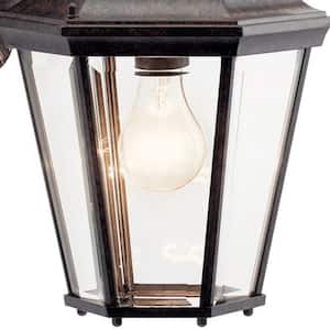 Madison 17 in. 1-Light Tannery Bronze Outdoor Hardwired Wall Lantern Sconce with No Bulbs Included (1-Pack)