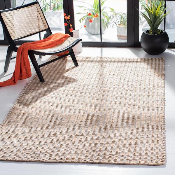 Natural Fiber Beige/Ivory 9 ft. x 12 ft. Woven Solid Area Rug