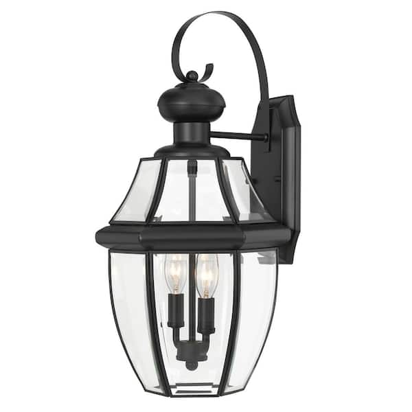 Worldwide Lighting Westport 2-Light Matte Black Outdoor Wall Lantern Sconce