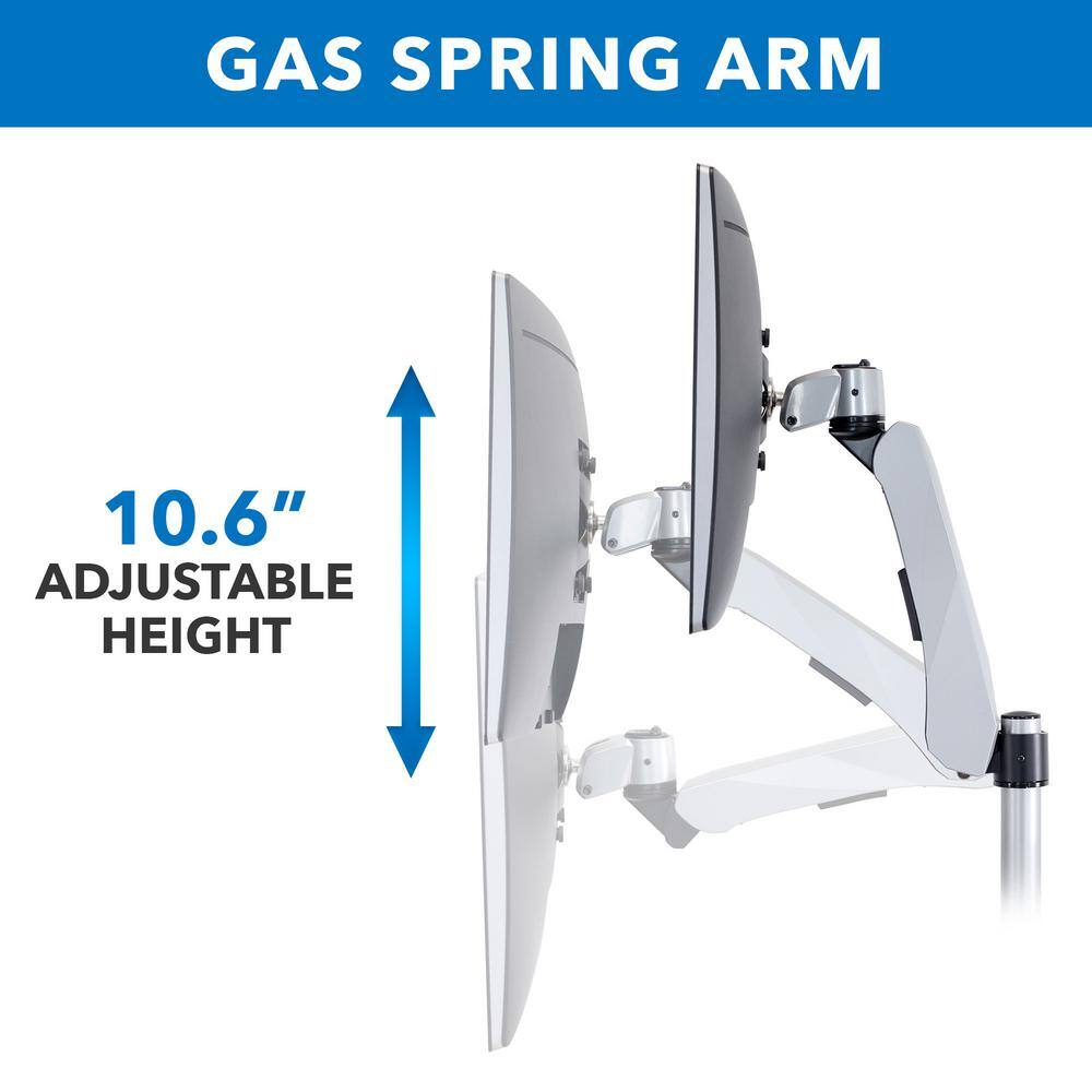 Silver Aluminum Single Monitor Desk Mount with Gas Spring Arm