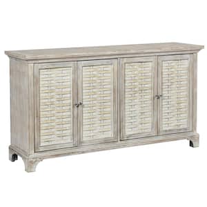 Lattice Washed Cream and White MDF 59.8 in. Sideboard