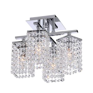 Silvia 12.4 in. Wide 4-Light Chrome and Crystal Flush Mount