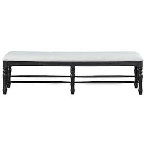 Odessa White Cushioned Black Dining Bench 65 in.