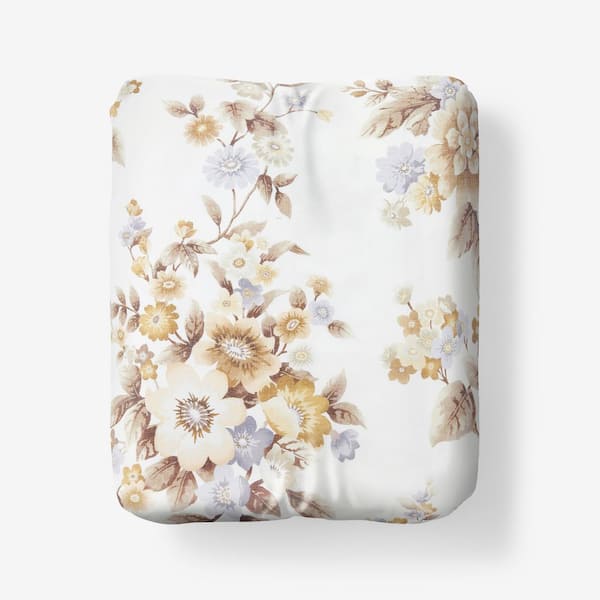 The Company Store Legends Hotel Primrose Bloom Beige Multi Wrinkle-Free Sateen Twin Fitted Sheet