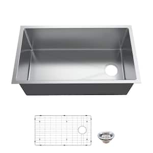 Tight Radius 36 in. Undermount Single Bowl 18 Gauge Stainless Steel Kitchen Sink with Accessories