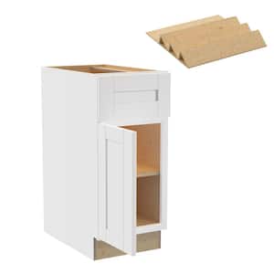 Washington 15 in. W x 24 in. D x 34.5 in. H Vesper White Plywood Shaker Assembled Base Kitchen Cabinet Left Spice Tray