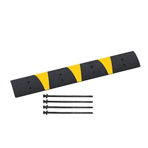 72 in. x 12 in. x 2.5 in. Speed Bump with Reflective Reflective Stripes, 6 ft. for Asphalt