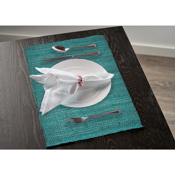 Tide Solid 19 in. x 13 in. Teal Cotton Placemat (Set of 4) Tide Solid 19 in. x 13 in. Teal Cotton Placemat (Set of 4)