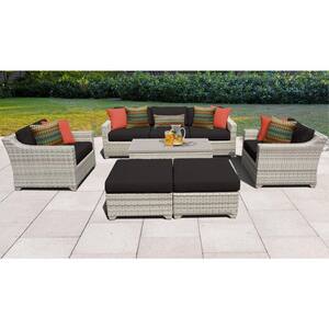 Fairmont 8-Piece Wicker Outdoor Sofa Seating Group with Black Cushions